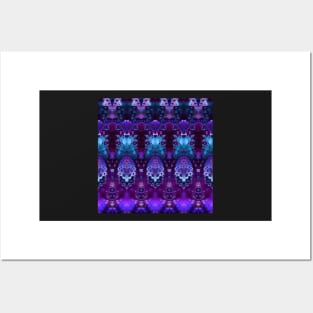 Elegant Blue and Purple Fractal Lace Posters and Art